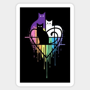Rainbow Cat Heart Sticker